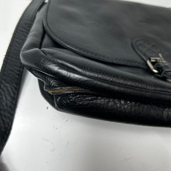 Patricia Nash London Saddle Bag Black Smooth Leather Shoulder Crossbody Bag - Picture 7 of 15